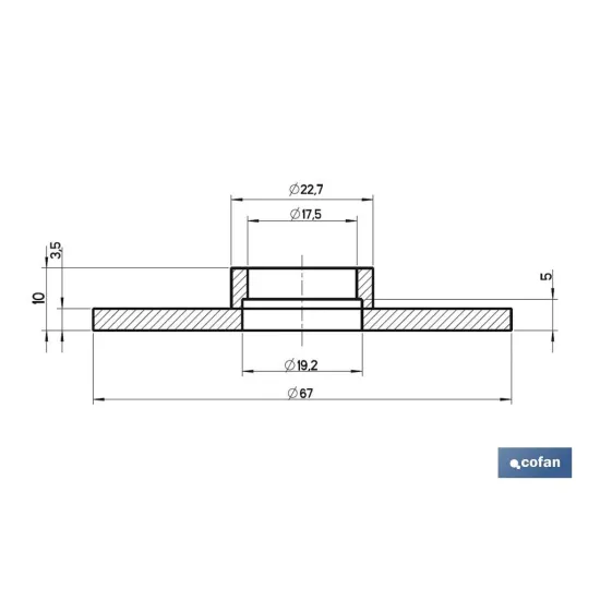 GOMA Ø19,2 x Ø67 x 3,5 MM CIERRE CON CUELLO PARA DESCARGADOR CISTERNA BAJA (PACK: 10 UDS) - Almacén de Ferretería Acor