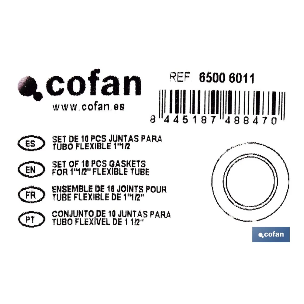 SET DE 10 JUNTAS PARA TUBO FLEXIBLE 1 1/2 (PACK: 1 UDS) - Almacén de Ferretería Acor