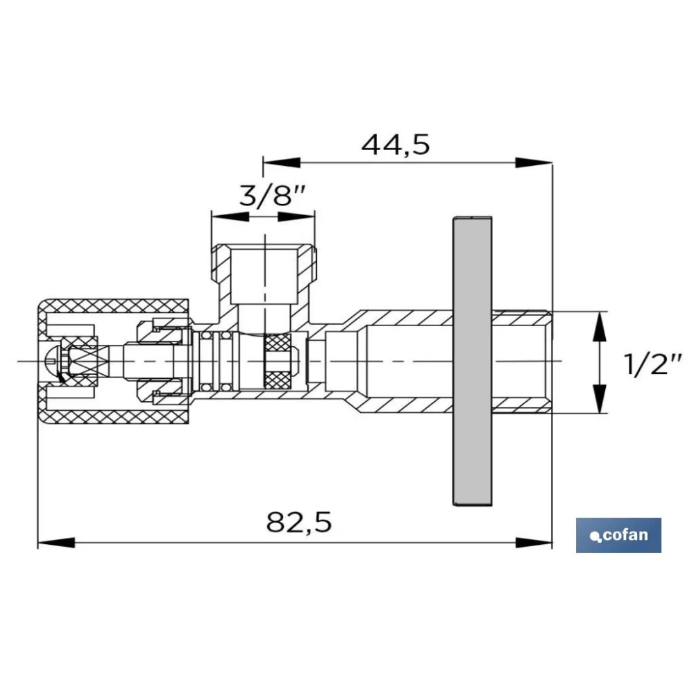 VÁLVULA DE ESCUADRA 1/2 x 3/8 MODELO PISTÓN (PACK: 1 UDS) - Almacén de Ferretería Acor