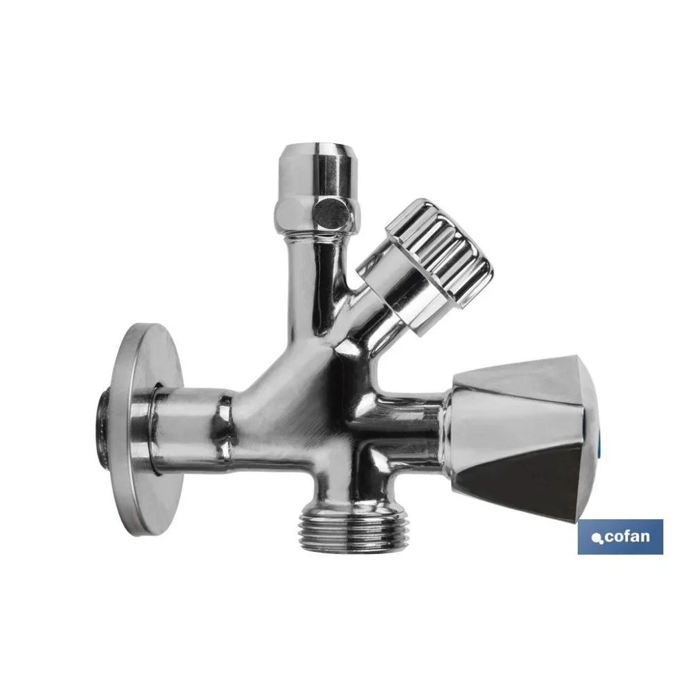 VÁLVULA DE ESCUADRA 1/2 x 3/4 x 3/8 MODELO COMBI (PACK: 1 UDS) - Almacén de Ferretería Acor