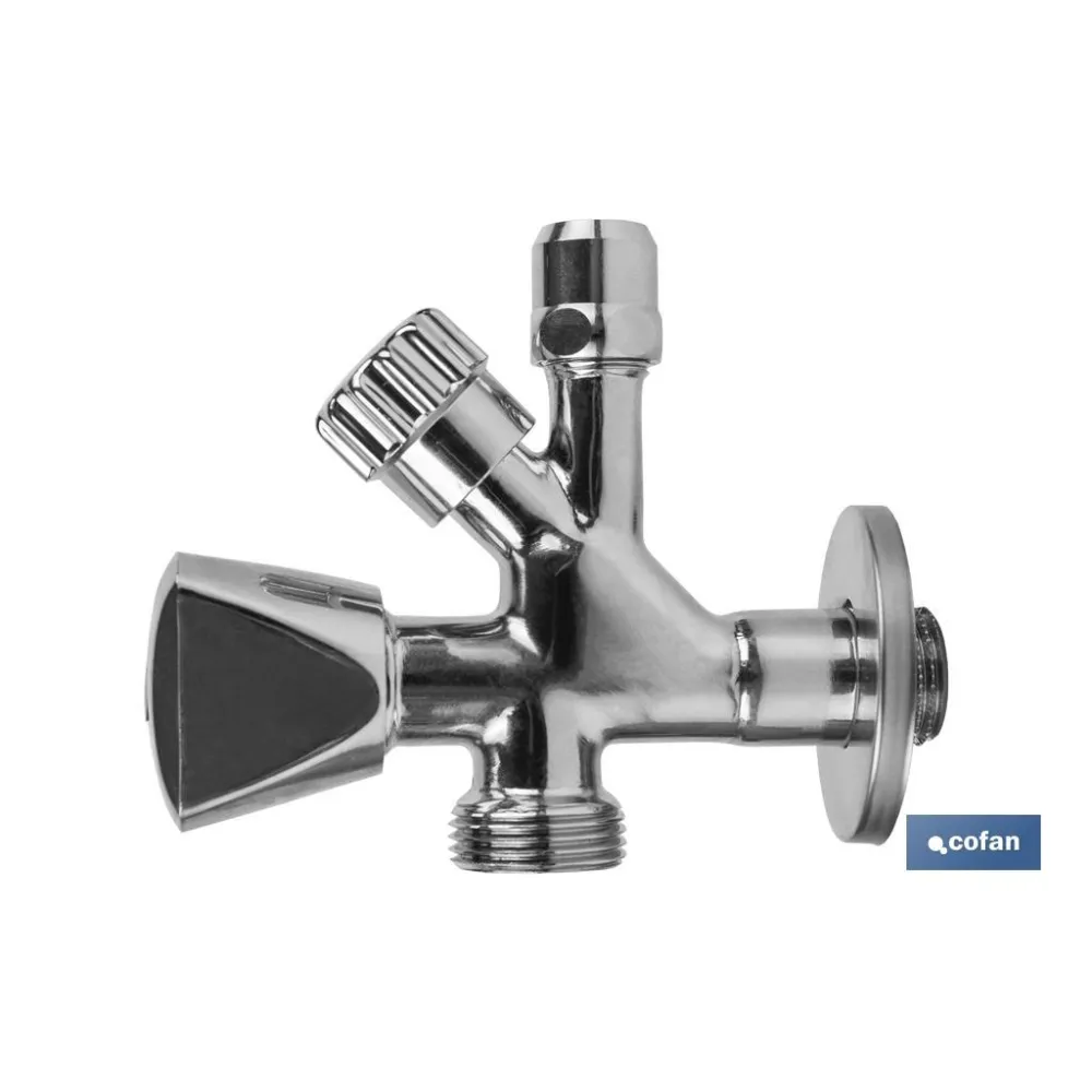VÁLVULA DE ESCUADRA 1/2 x 3/4 x 3/8 MODELO COMBI (PACK: 1 UDS) - Almacén de Ferretería Acor