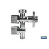 VÁLVULA DE ESCUADRA 1/2 x 3/4 x 3/8 DOBLE SALIDA (PACK: 1 UDS) - Almacén de Ferretería Acor