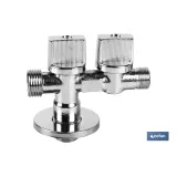 VÁLVULA DE ESCUADRA 1/2 x 1/2 x 3/8 DOBLE SALIDA (PACK: 1 UDS) - Almacén de Ferretería Acor