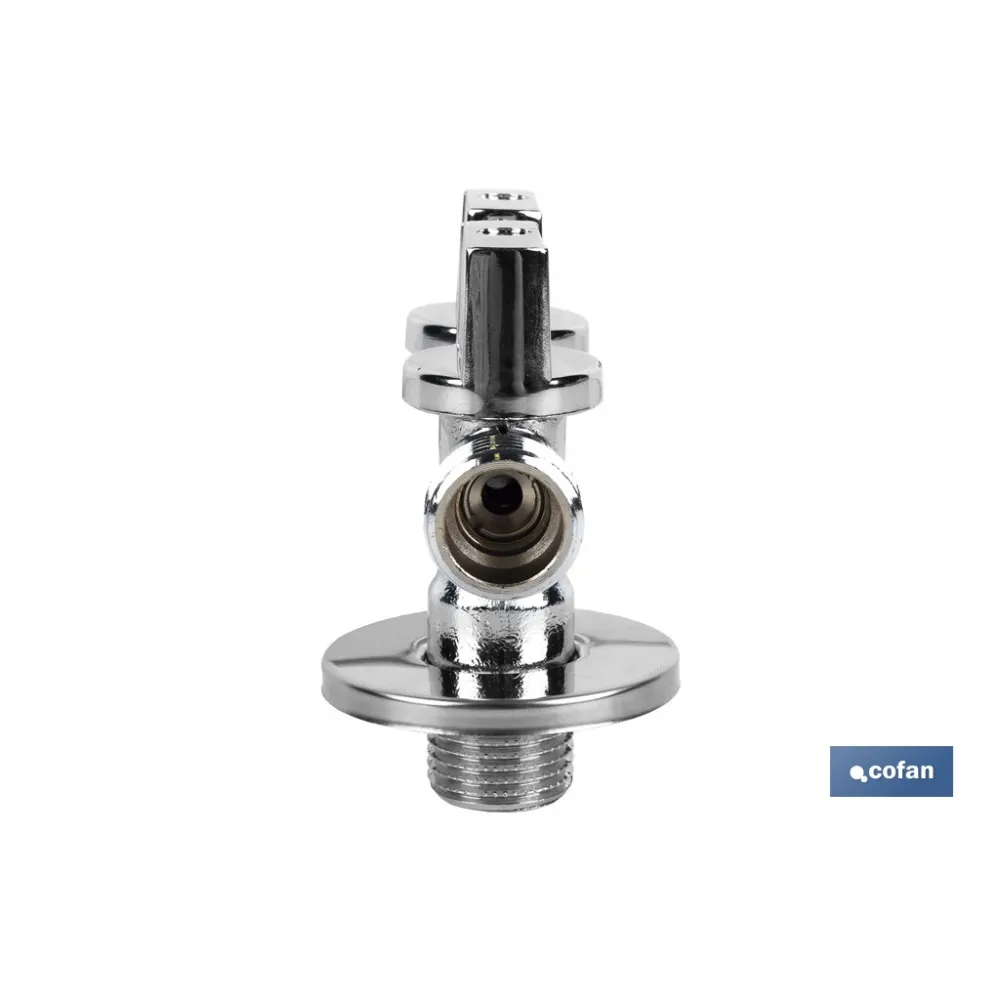 VÁLVULA DE ESCUADRA 1/2 x 1/2 x 3/8 DOBLE SALIDA (PACK: 1 UDS) - Almacén de Ferretería Acor
