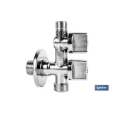 VÁLVULA DE ESCUADRA 1/2 x 1/2 x 3/8 DOBLE SALIDA (PACK: 1 UDS) - Almacén de Ferretería Acor