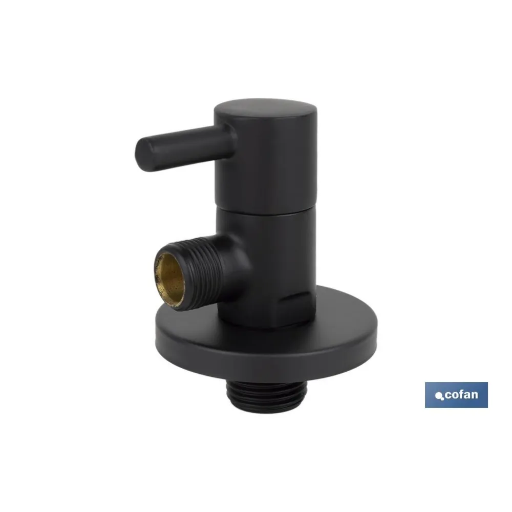 VÁLVULA DE ESCUADRA 1/2 x 3/8 MODELO LUX NEGRA (PACK: 1 UDS) - Almacén de Ferretería Acor