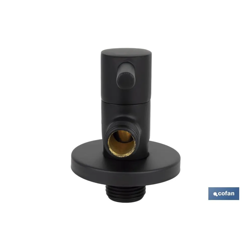 VÁLVULA DE ESCUADRA 1/2 x 3/8 MODELO LUX NEGRA (PACK: 1 UDS) - Almacén de Ferretería Acor