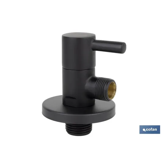 VÁLVULA DE ESCUADRA 1/2 x 3/8 MODELO LUX NEGRA (PACK: 1 UDS) - Almacén de Ferretería Acor