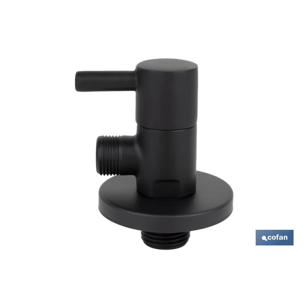 VÁLVULA DE ESCUADRA 1/2 x 3/8 MODELO LUX NEGRA (PACK: 1 UDS) - Almacén de Ferretería Acor