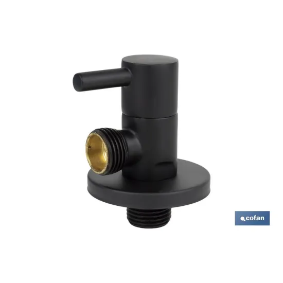 VÁLVULA DE ESCUADRA 1/2 x 1/2 MODELO LUX NEGRA (PACK: 1 UDS) - Almacén de Ferretería Acor