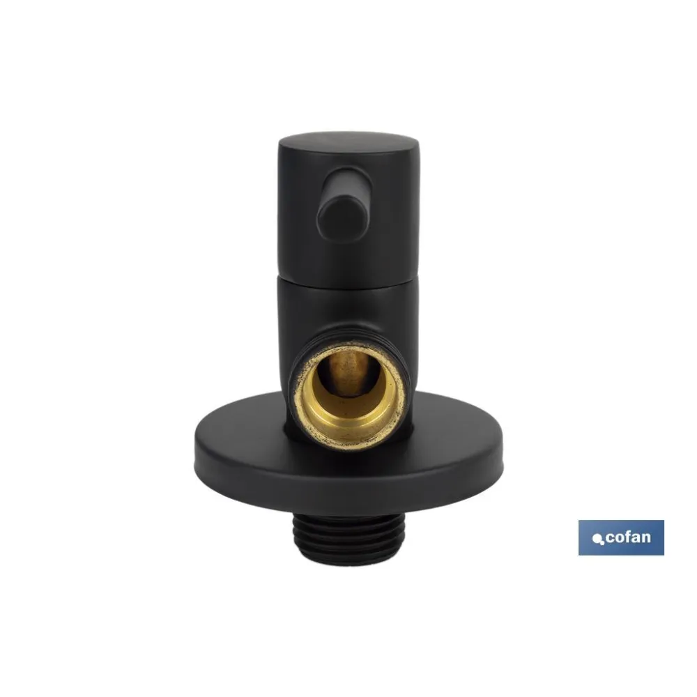 VÁLVULA DE ESCUADRA 1/2 x 1/2 MODELO LUX NEGRA (PACK: 1 UDS) - Almacén de Ferretería Acor