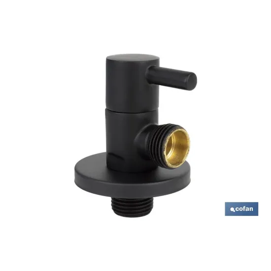 VÁLVULA DE ESCUADRA 1/2 x 1/2 MODELO LUX NEGRA (PACK: 1 UDS) - Almacén de Ferretería Acor