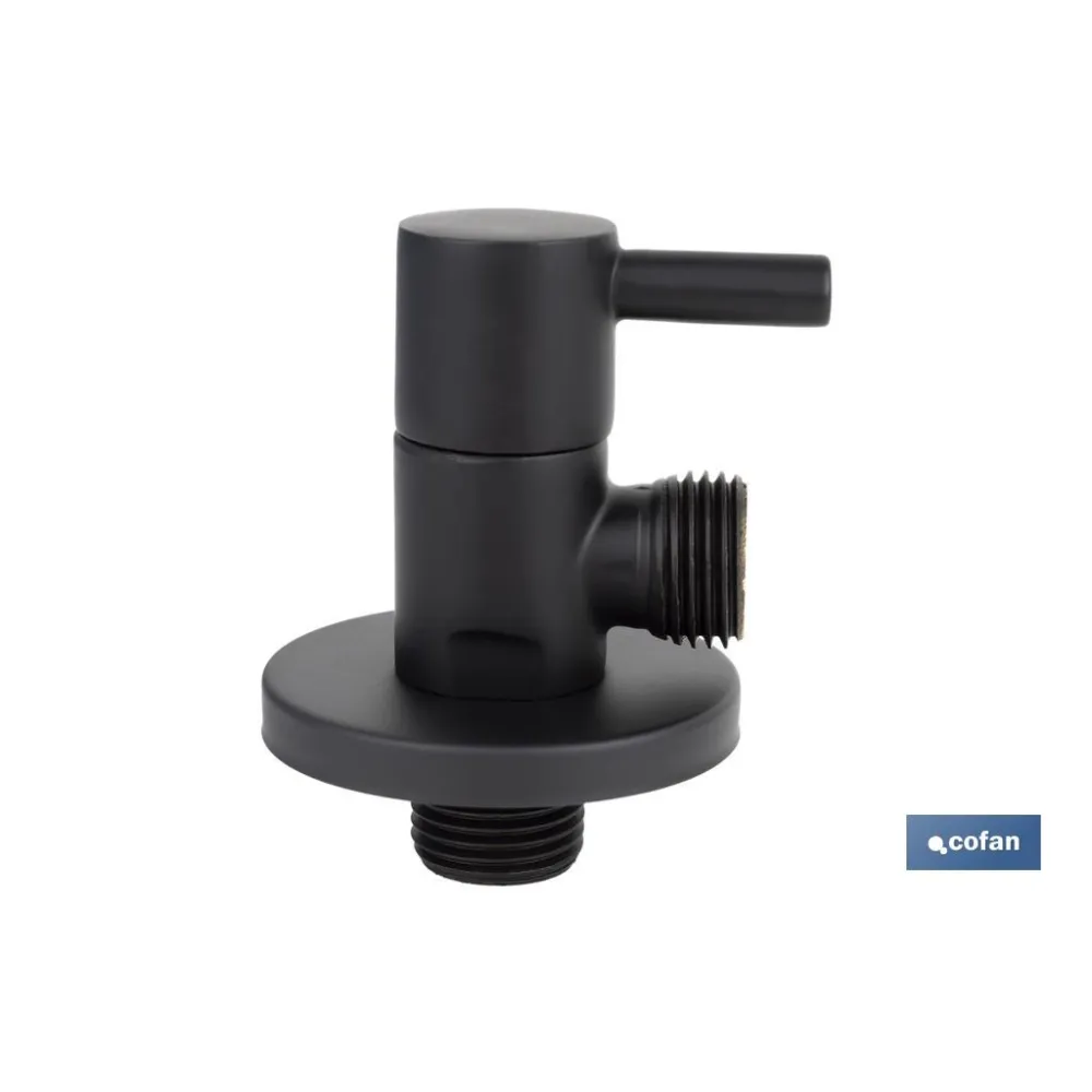 VÁLVULA DE ESCUADRA 1/2 x 1/2 MODELO LUX NEGRA (PACK: 1 UDS) - Almacén de Ferretería Acor