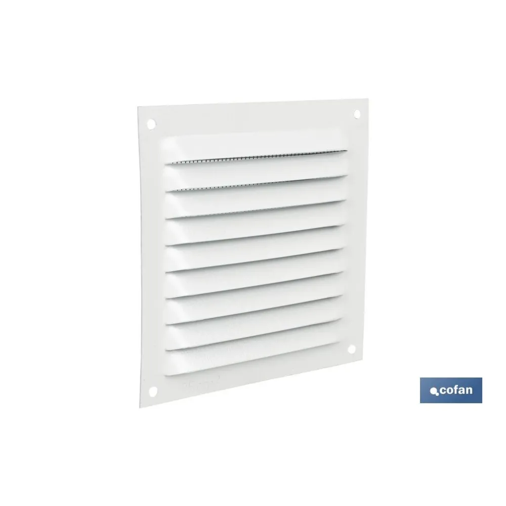 REJILLA DE VENTILACIÓN ALUMINIO BLANCO CON MOSQUITERA 10 X 10 CM (PACK: 5 UDS) - Almacén de Ferretería Acor