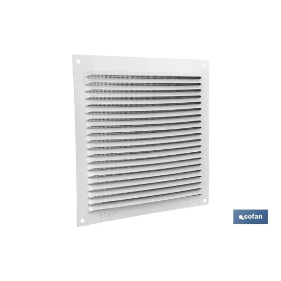 REJILLA DE VENTILACIÓN ALUMINIO BLANCO CON MOSQUITERA 17 X 17 CM venta unitaria (PACK: 1 UDS) - Almacén de Ferretería Acor