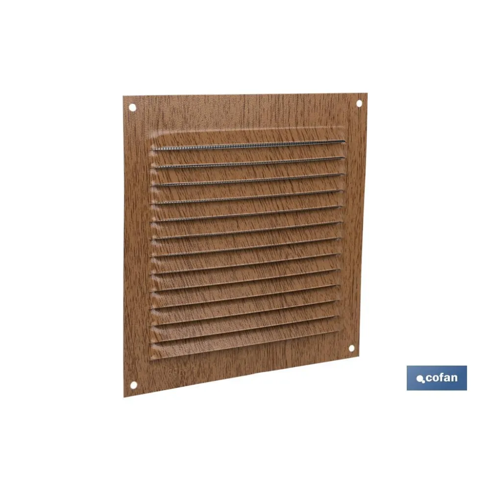REJILLA DE VENTILACIÓN ALUMINIO MADERA CON MOSQUITERA 15 X 15 CM (PACK: 5 UDS) - Almacén de Ferretería Acor