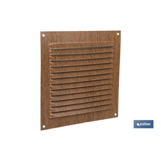 REJILLA DE VENTILACIÓN ALUMINIO MADERA CON MOSQUITERA 15 X 15 CM venta unitaria (PACK: 1 UDS) - Almacén de Ferretería Acor