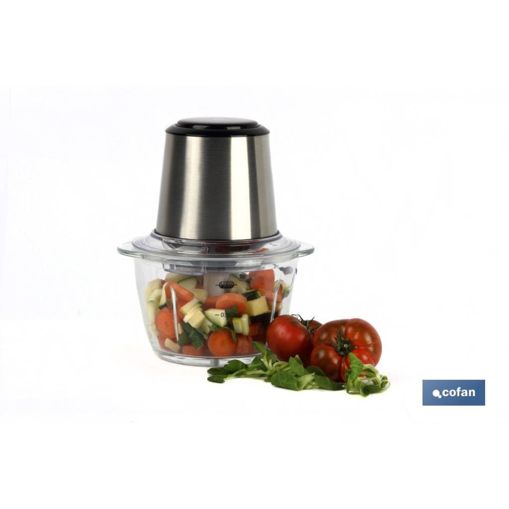 PICADORA ELECTRICA ACERO INOX VASO DE  VIDRIO 1,2 L 400W