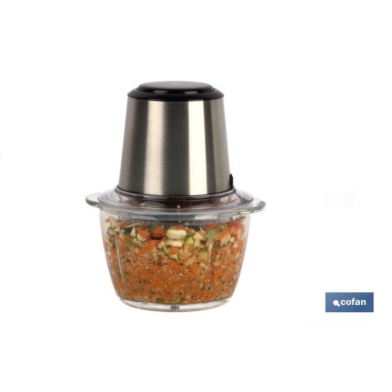 PICADORA ELECTRICA ACERO INOX VASO DE  VIDRIO 1,2 L 400W