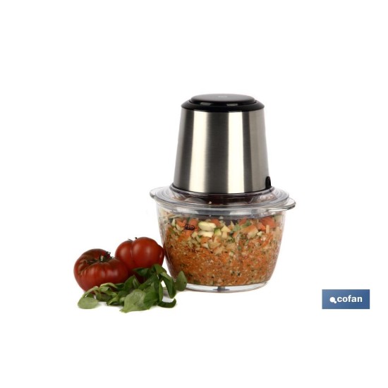 PICADORA ELECTRICA ACERO INOX VASO DE  VIDRIO 1,2 L 400W