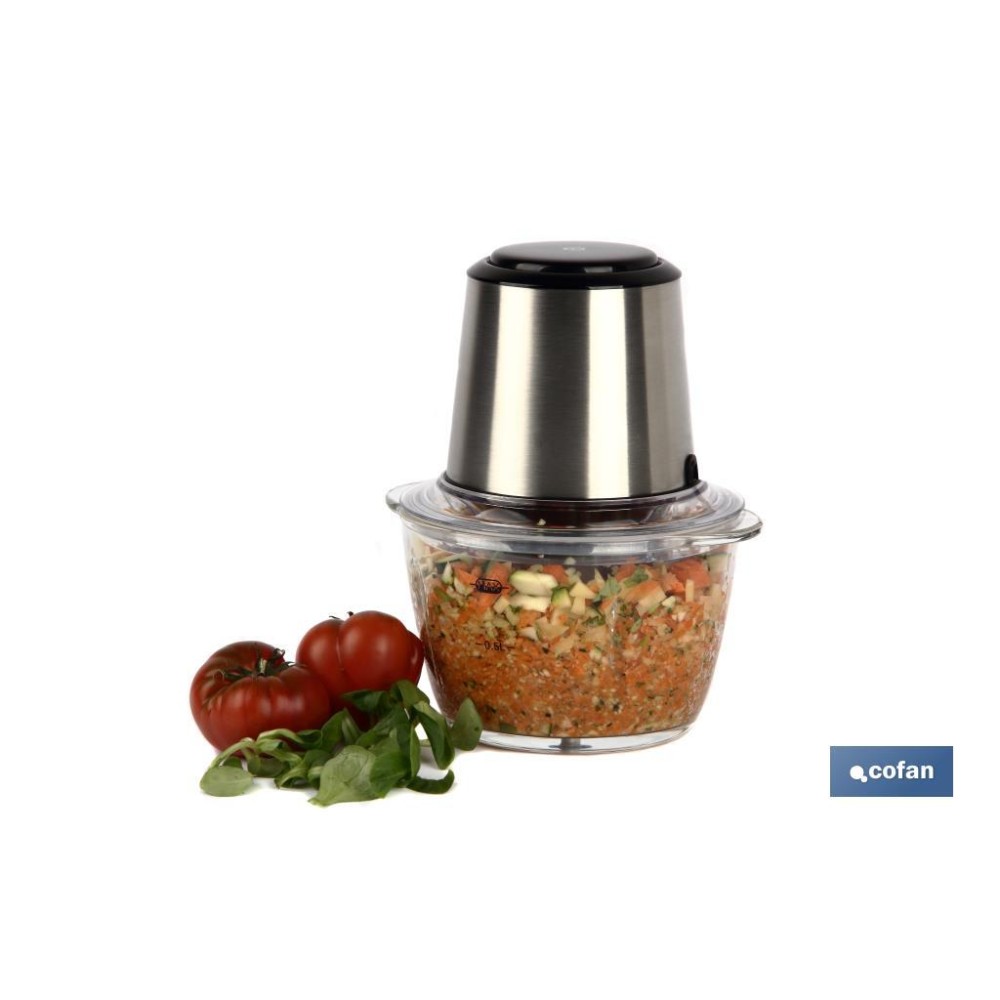 PICADORA ELECTRICA ACERO INOX VASO DE  VIDRIO 1,2 L 400W