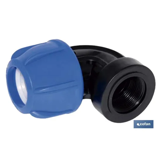 CODO 90° ROSCA HEMBRA PP PN16 20 X 1/2 (PACK: 25 UDS) - Almacén de Ferretería Acor