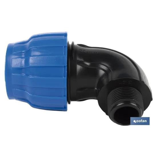 CODO 90° ROSCA MACHO PP PN16 20 X 1/2 (PACK: 25 UDS) - Almacén de Ferretería Acor