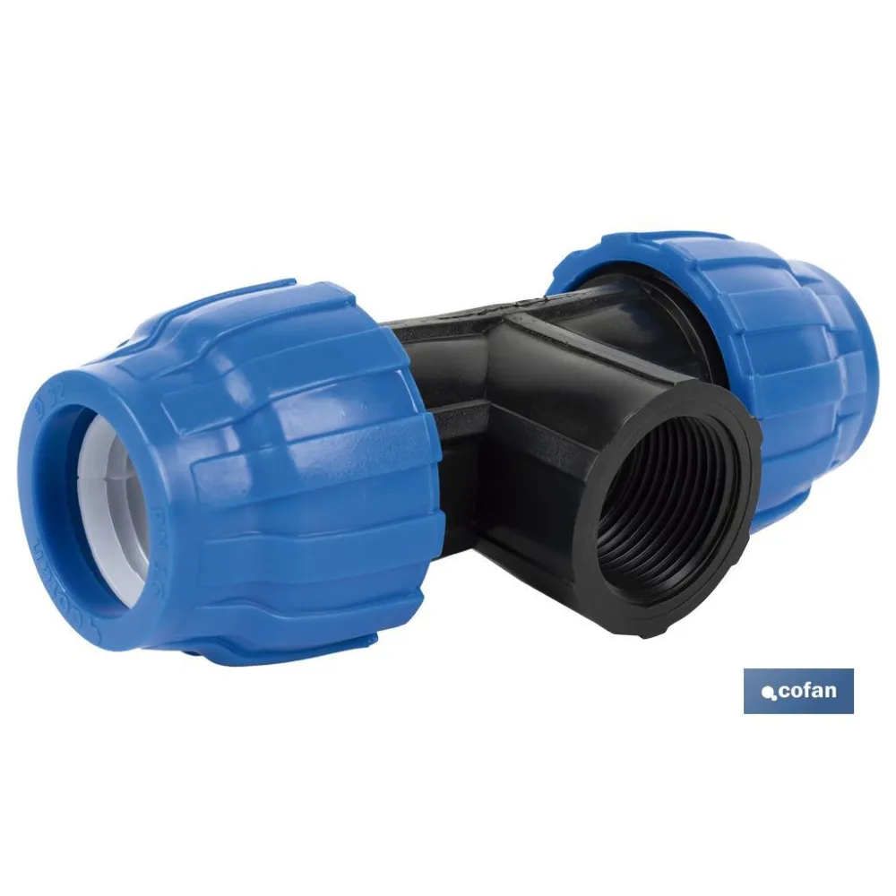 TE 90° ROSCA HEMBRA PP PN16 20 X 1/2 X 20 (PACK: 25 UDS) - Almacén de Ferretería Acor
