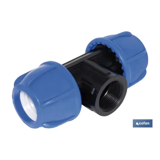 TE 90° ROSCA HEMBRA PP PN16 75 X 2 1/2 X 75  VENTA UNITARIA (PACK: 1 UDS) - Almacén de Ferretería Acor