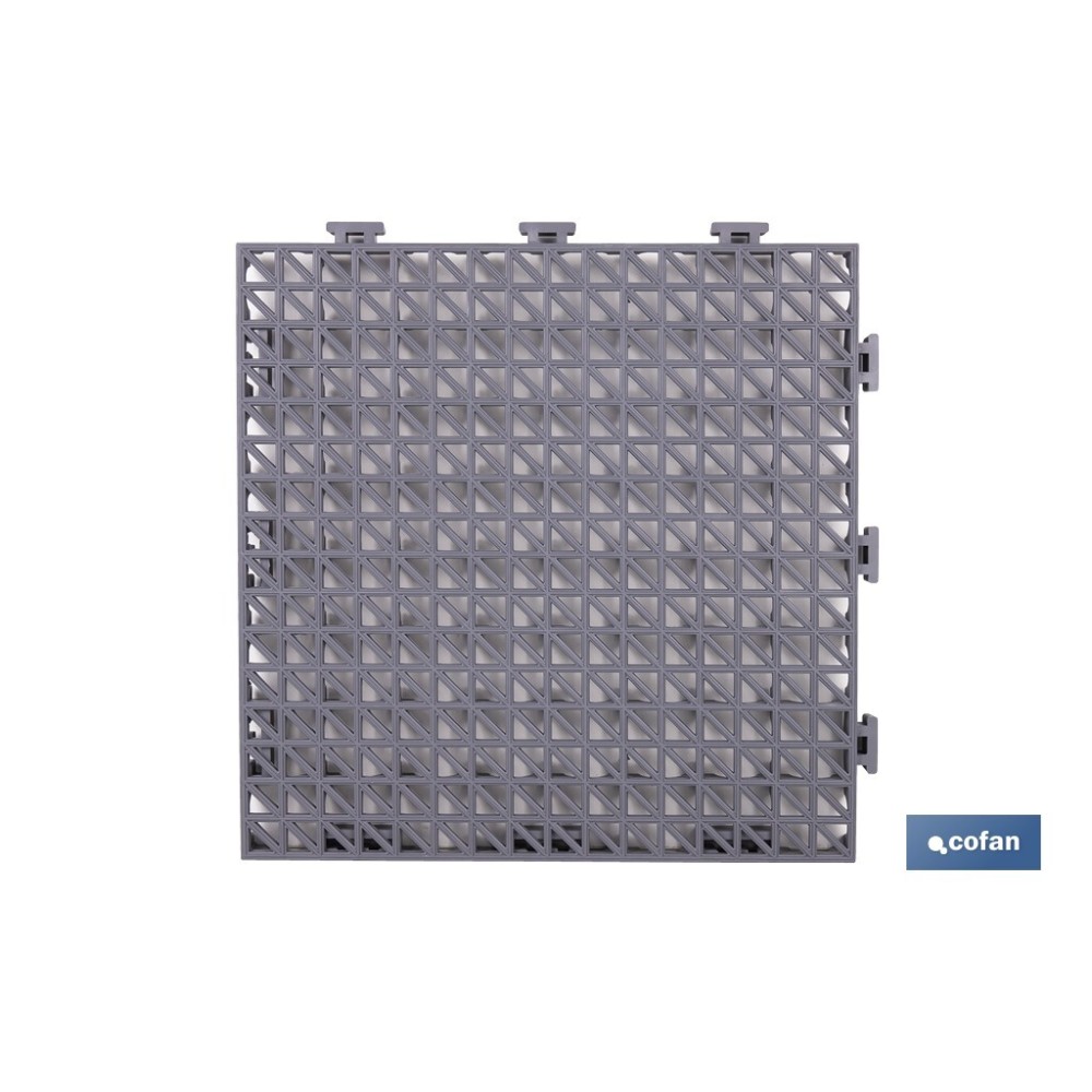SET DE 4 UDS. LOSETA ALVEOLADA GRIS CLARO DE PVC 33 X 33 X 2 CM