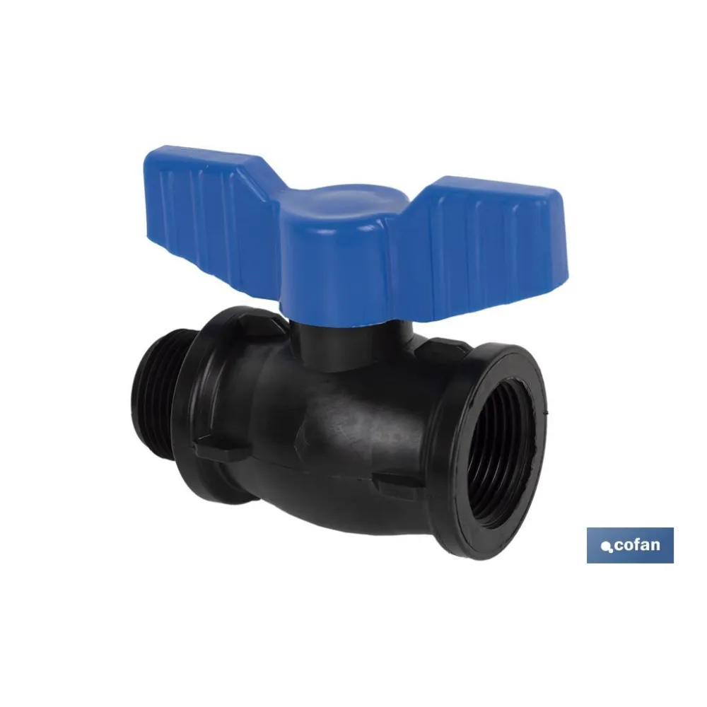 VÁLVULA DE BOLA ROSCA M-H PP PN16 1/2 x 1/2 (PACK: 20 UDS) - Almacén de Ferretería Acor