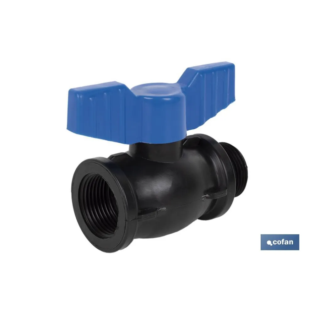 VÁLVULA DE BOLA ROSCA M-H PP PN16 1/2 x 1/2 (PACK: 20 UDS) - Almacén de Ferretería Acor