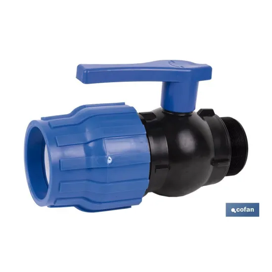 ENLACE VÁLVULA DE BOLA ROSCA MACHO PP PN16 20 x 1/2 (PACK: 20 UDS) - Almacén de Ferretería Acor