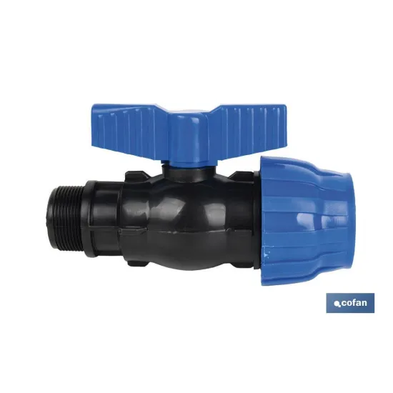 ENLACE VÁLVULA DE BOLA ROSCA MACHO PP PN16 50 x 1 1/2 (PACK: 1 UDS) - Almacén de Ferretería Acor