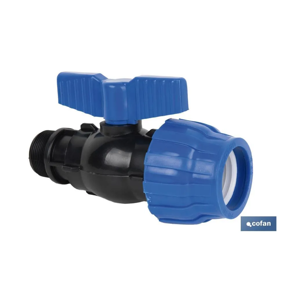 ENLACE VÁLVULA DE BOLA ROSCA MACHO PP PN16 50 x 1 1/2 (PACK: 1 UDS) - Almacén de Ferretería Acor