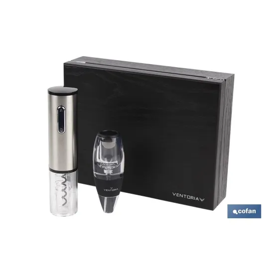 SET CATA VINO+SACACORCHOS ELECTRIC MODELO SYRAH (PACK: 1 UDS) - Almacén de Ferretería Acor