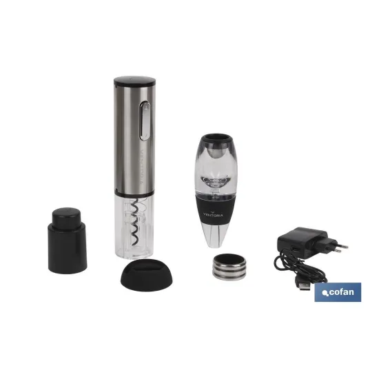 SET CATA VINO+SACACORCHOS ELECTRIC MODELO SYRAH (PACK: 1 UDS) - Almacén de Ferretería Acor