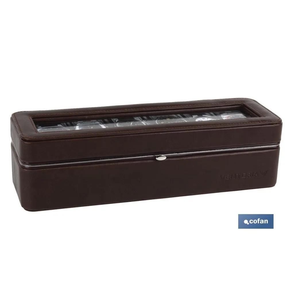 CAJA GUARDA RELOJES 5 UDS PIEL NEGRA (PACK: 1 UDS) - Almacén de Ferretería Acor