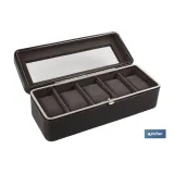 CAJA GUARDA RELOJES 6 UDS PIEL MARRÓN (PACK: 1 UDS) - Almacén de Ferretería Acor