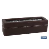 CAJA GUARDA RELOJES 6 UDS PIEL MARRÓN (PACK: 1 UDS) - Almacén de Ferretería Acor