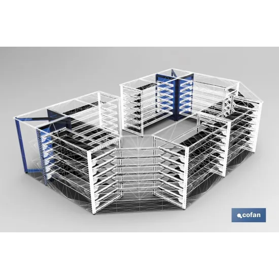 MARCO MOSTRADOR TRIPLE PARA RINCON 90º -525x525x920mm (PACK: 1 UDS) - Almacén de Ferretería Acor