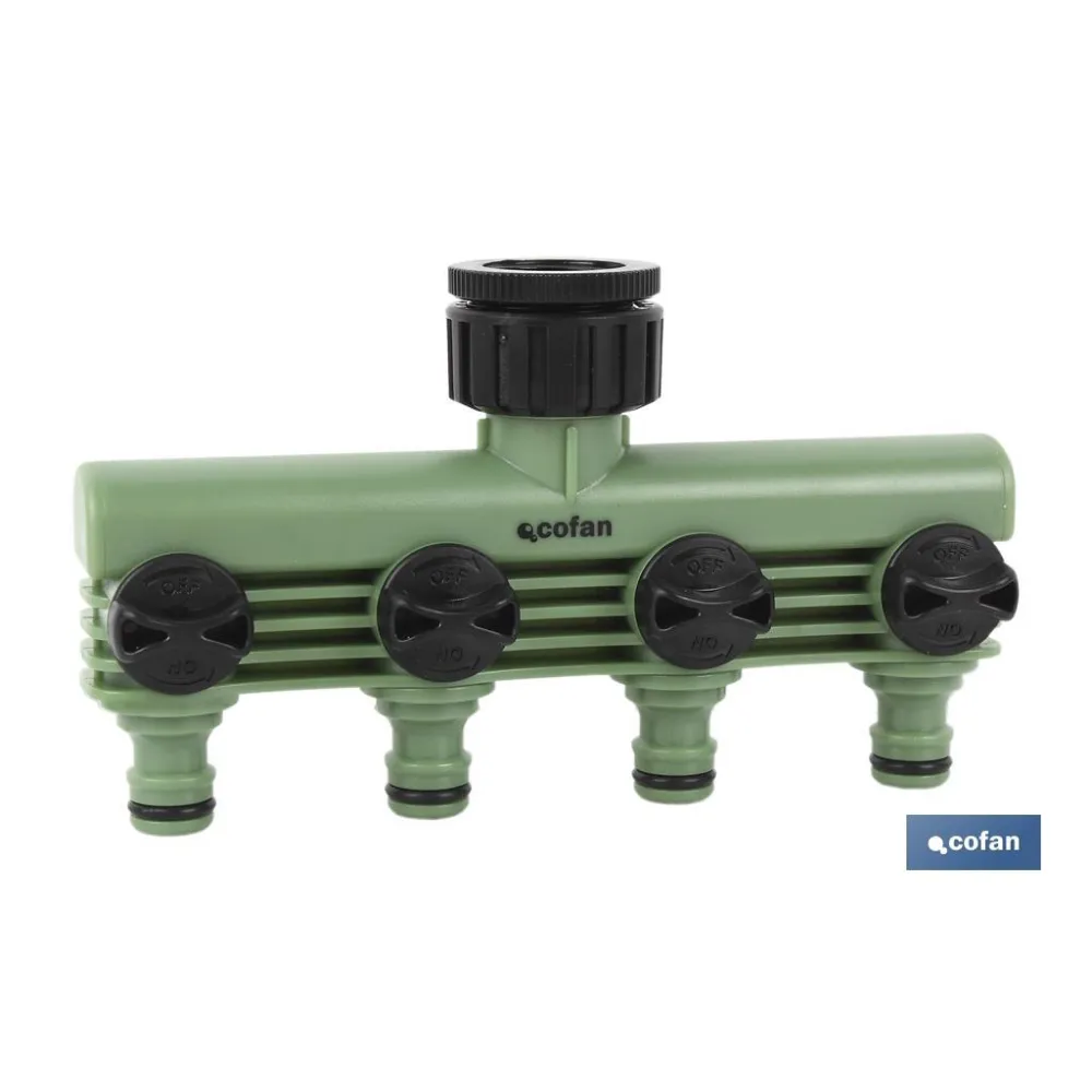 COLECTOR DE RIEGO 4 SALIDAS AJUSTABLES (PACK: 1 UDS) - Almacén de Ferretería Acor