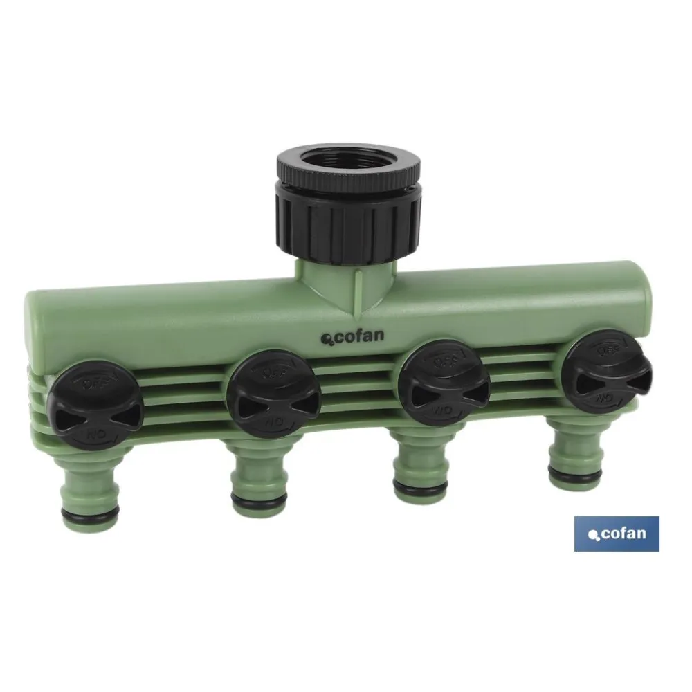 COLECTOR DE RIEGO 4 SALIDAS AJUSTABLES (PACK: 1 UDS) - Almacén de Ferretería Acor
