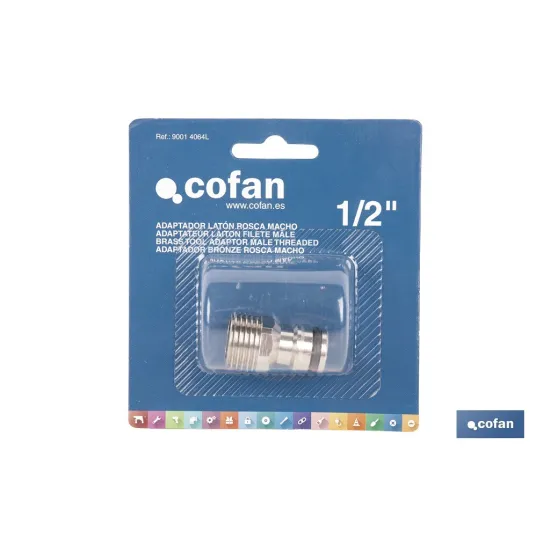 ADAPTADOR LATÓN ROSCA MACHO 1/2 (PACK: 1 UDS) - Almacén de Ferretería Acor