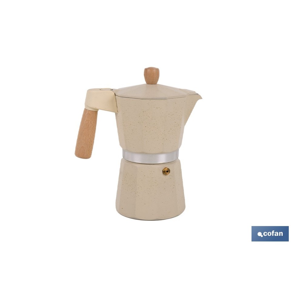 CAFETERA ITALIANA DE INDUCCIÓN BEIGE CON GRANITO 6 TAZAS
