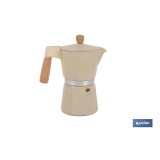 CAFETERA ITALIANA DE INDUCCIÓN BEIGE CON GRANITO 6 TAZAS