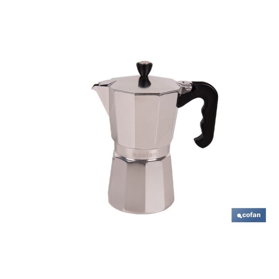 CAFETERA ITALIANA DE ALUMINIO PARA INDUCCIÓN 9 TAZAS