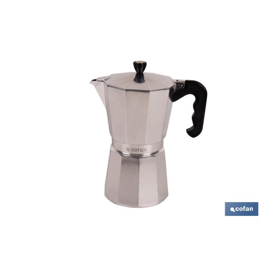 CAFETERA ITALIANA DE ALUMINIO PARA INDUCCIÓN 12 TAZAS