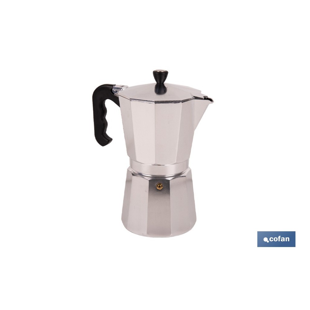 CAFETERA ITALIANA DE ALUMINIO PARA INDUCCIÓN 12 TAZAS