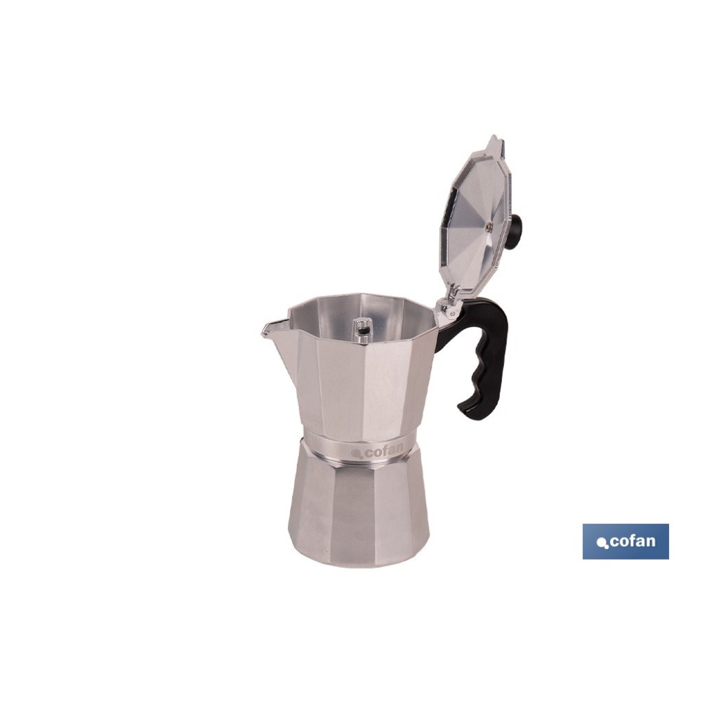 CAFETERA ITALIANA DE ALUMINIO PARA INDUCCIÓN 12 TAZAS